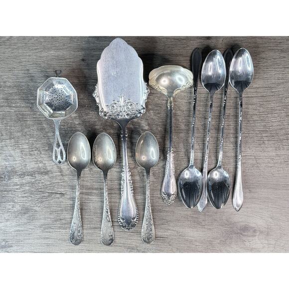 Mixed Silverplate Flatware Lot Sterling Rogers Crown New England Vintage - Picture 1 of 8